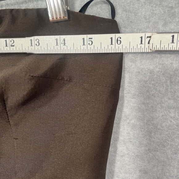 Lynn Lugo Silk Dress Strapless fit Flare Brown Party Wedding Women's Size 10 - Picture 13 of 14